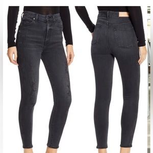 7 FOR ALL MANKIND Aubrey High Waist Ankle Skinny Jeans Womens Size 27 Dark